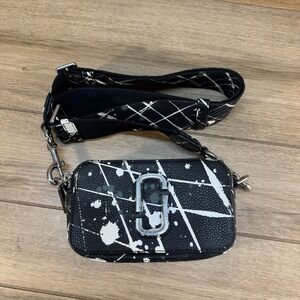 Marc Jacobs Paint Splatter Black Green‎ multicolor Snapshot Crossbody Bag Rare